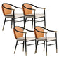Contemporary Metal Dining Room Chair Arm Upholstered Side Chairs for Home Use Off-White 4 Piece Set Clearhalo 'Dining Chairs' 'Dining Tables & Seating' 'dining_chair' 'furn' 'furn_dining_chair' 'Furniture' 'Kitchen & Dining Furniture' 6230915