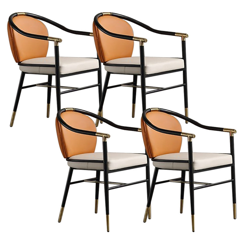 Contemporary Metal Dining Room Chair Arm Upholstered Side Chairs for Home Use Off-White 4 Piece Set Clearhalo 'Dining Chairs' 'Dining Tables & Seating' 'dining_chair' 'furn' 'furn_dining_chair' 'Furniture' 'Kitchen & Dining Furniture' 6230915