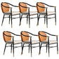 Contemporary Metal Dining Room Chair Arm Upholstered Side Chairs for Home Use Off-White 6 Piece Set Clearhalo 'Dining Chairs' 'Dining Tables & Seating' 'dining_chair' 'furn' 'furn_dining_chair' 'Furniture' 'Kitchen & Dining Furniture' 6230917