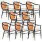 Contemporary Metal Dining Room Chair Arm Upholstered Side Chairs for Home Use Off-White 8 Piece Set Clearhalo 'Dining Chairs' 'Dining Tables & Seating' 'dining_chair' 'furn' 'furn_dining_chair' 'Furniture' 'Kitchen & Dining Furniture' 6230918