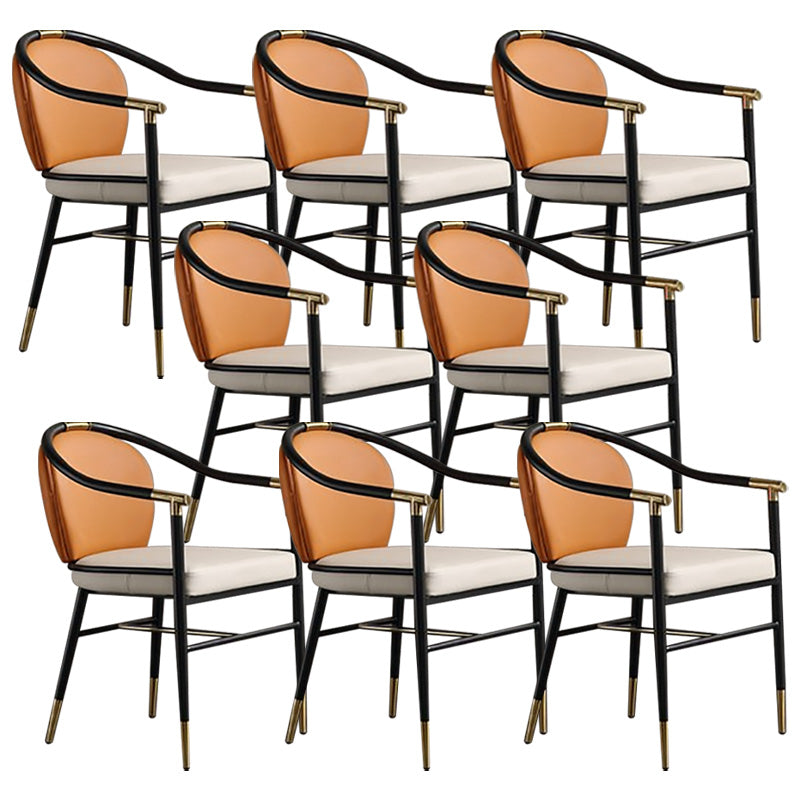 Contemporary Metal Dining Room Chair Arm Upholstered Side Chairs for Home Use Off-White 8 Piece Set Clearhalo 'Dining Chairs' 'Dining Tables & Seating' 'dining_chair' 'furn' 'furn_dining_chair' 'Furniture' 'Kitchen & Dining Furniture' 6230918