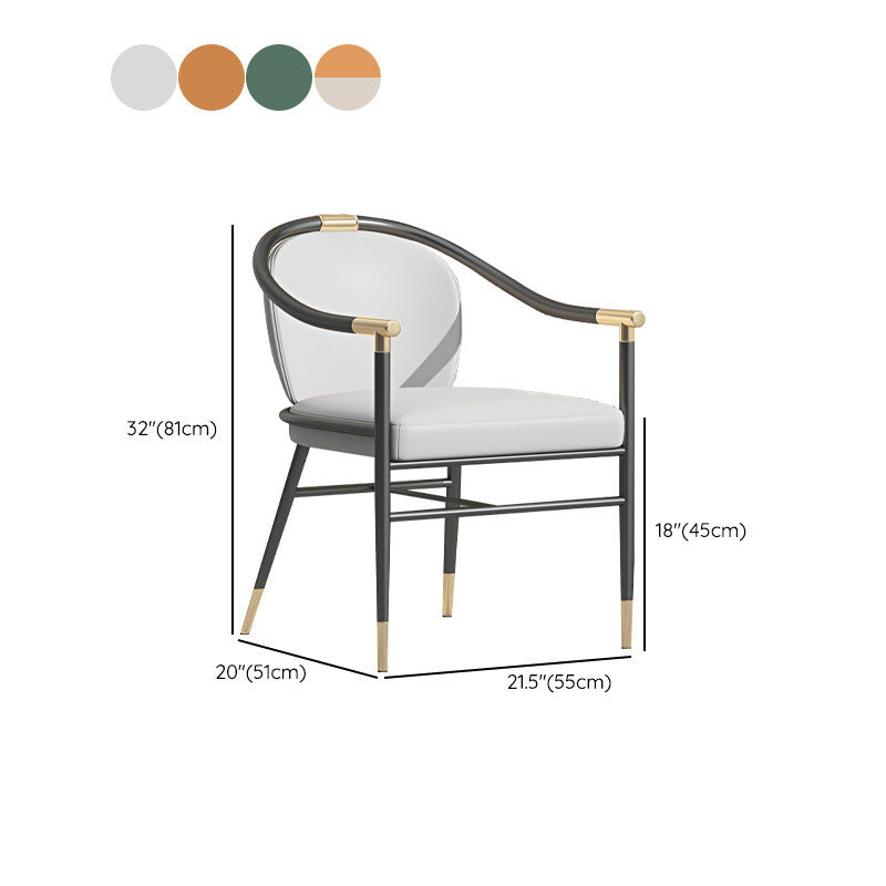 Contemporary Metal Dining Room Chair Arm Upholstered Side Chairs for Home Use Clearhalo 'Dining Chairs' 'Dining Tables & Seating' 'dining_chair' 'furn' 'furn_dining_chair' 'Furniture' 'Kitchen & Dining Furniture' 6230919