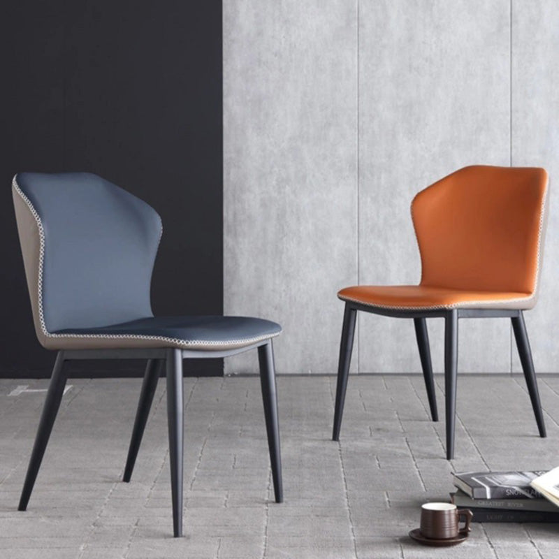 Silla de cena de comedor de metal industrial sillas de comedor de cuero por imitación para uso de restaurantes