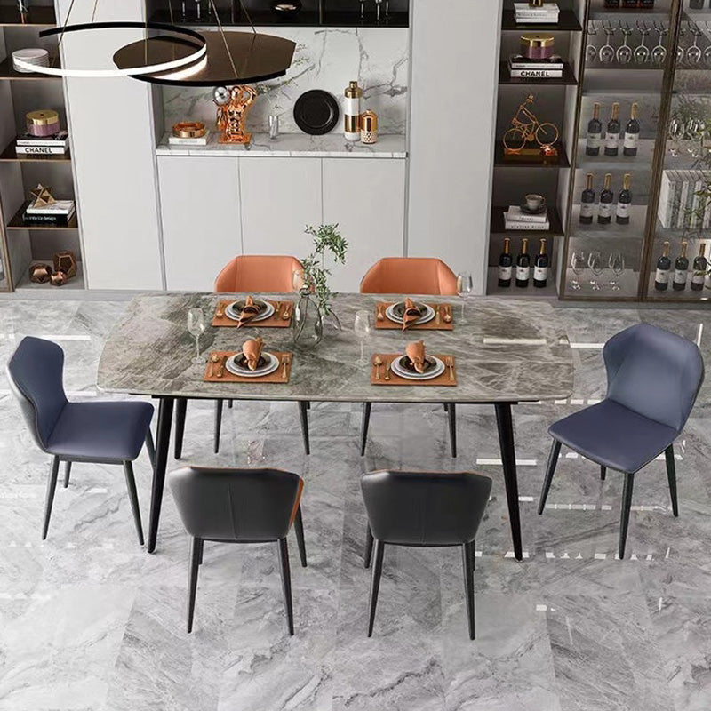 Silla de cena de comedor de metal industrial sillas de comedor de cuero por imitación para uso de restaurantes