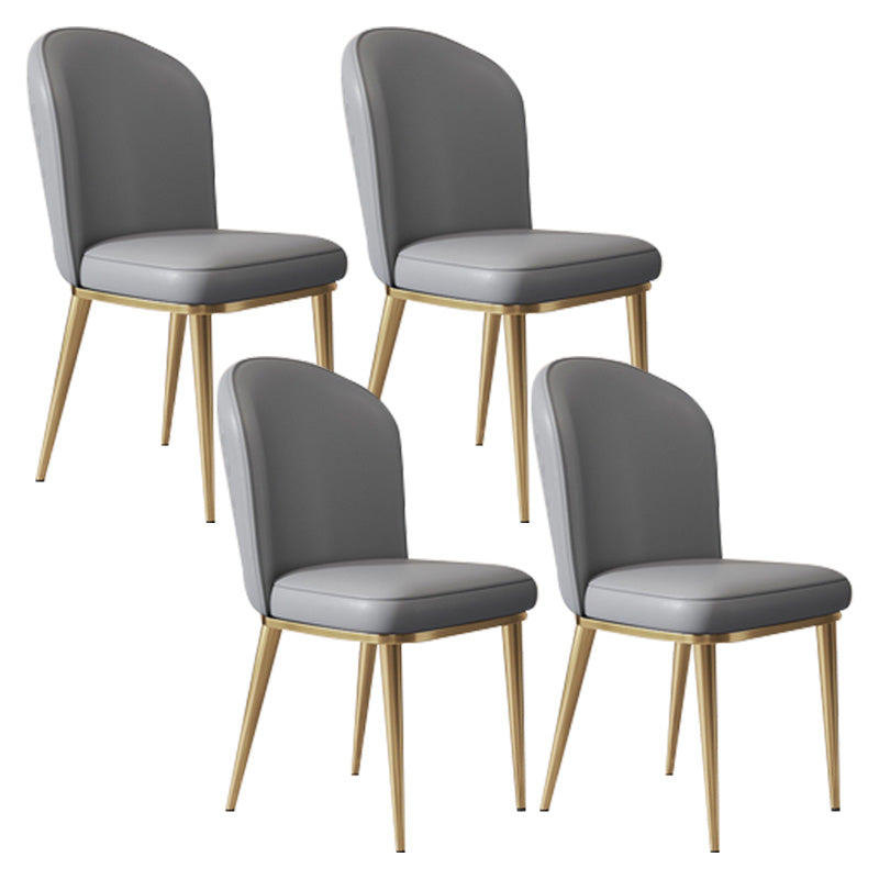 Glam Faux Leather Dining Chair Upholstered Armless Dining Chairs for Restaurant Use Dark Gray 4 Piece Set Clearhalo 'Dining Chairs' 'Dining Tables & Seating' 'dining_chair' 'furn' 'furn_dining_chair' 'Furniture' 'Kitchen & Dining Furniture' 6230949