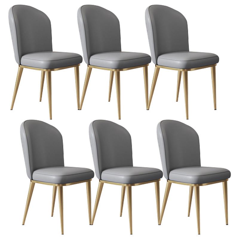 Glam Faux Leather Dining Chair Upholstered Armless Dining Chairs for Restaurant Use Dark Gray 6 Piece Set Clearhalo 'Dining Chairs' 'Dining Tables & Seating' 'dining_chair' 'furn' 'furn_dining_chair' 'Furniture' 'Kitchen & Dining Furniture' 6230950