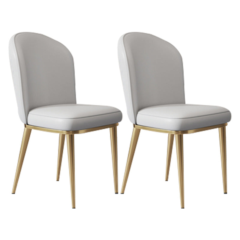 Glam Faux Leather Dining Chair Upholstered Armless Dining Chairs for Restaurant Use Light Gray 2 Piece Set Clearhalo 'Dining Chairs' 'Dining Tables & Seating' 'dining_chair' 'furn' 'furn_dining_chair' 'Furniture' 'Kitchen & Dining Furniture' 6230954