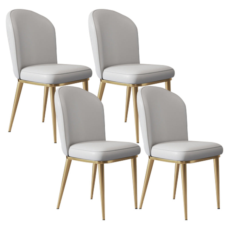 Glam Faux Leather Dining Chair Upholstered Armless Dining Chairs for Restaurant Use Light Gray 4 Piece Set Clearhalo 'Dining Chairs' 'Dining Tables & Seating' 'dining_chair' 'furn' 'furn_dining_chair' 'Furniture' 'Kitchen & Dining Furniture' 6230957