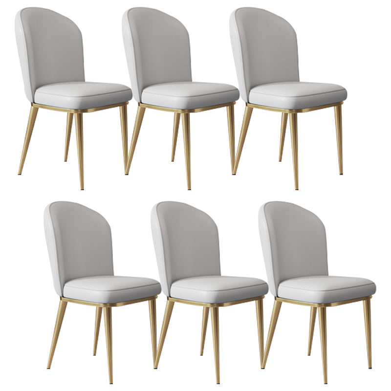 Glam Faux Leather Dining Chair Upholstered Armless Dining Chairs for Restaurant Use Light Gray 6 Piece Set Clearhalo 'Dining Chairs' 'Dining Tables & Seating' 'dining_chair' 'furn' 'furn_dining_chair' 'Furniture' 'Kitchen & Dining Furniture' 6230959