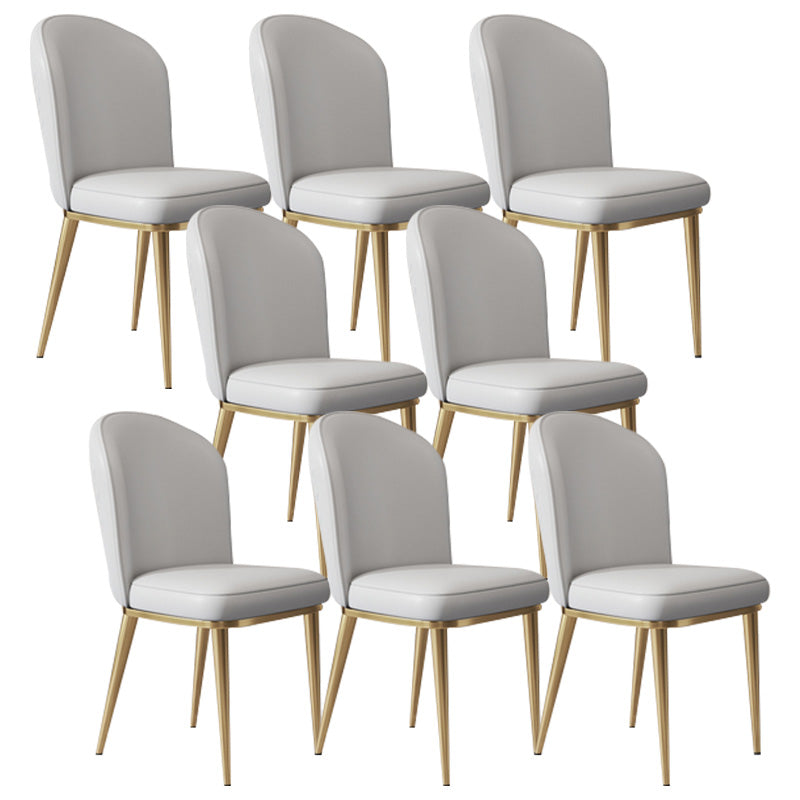 Glam Faux Leather Dining Chair Upholstered Armless Dining Chairs for Restaurant Use Light Gray 8 Piece Set Clearhalo 'Dining Chairs' 'Dining Tables & Seating' 'dining_chair' 'furn' 'furn_dining_chair' 'Furniture' 'Kitchen & Dining Furniture' 6230960