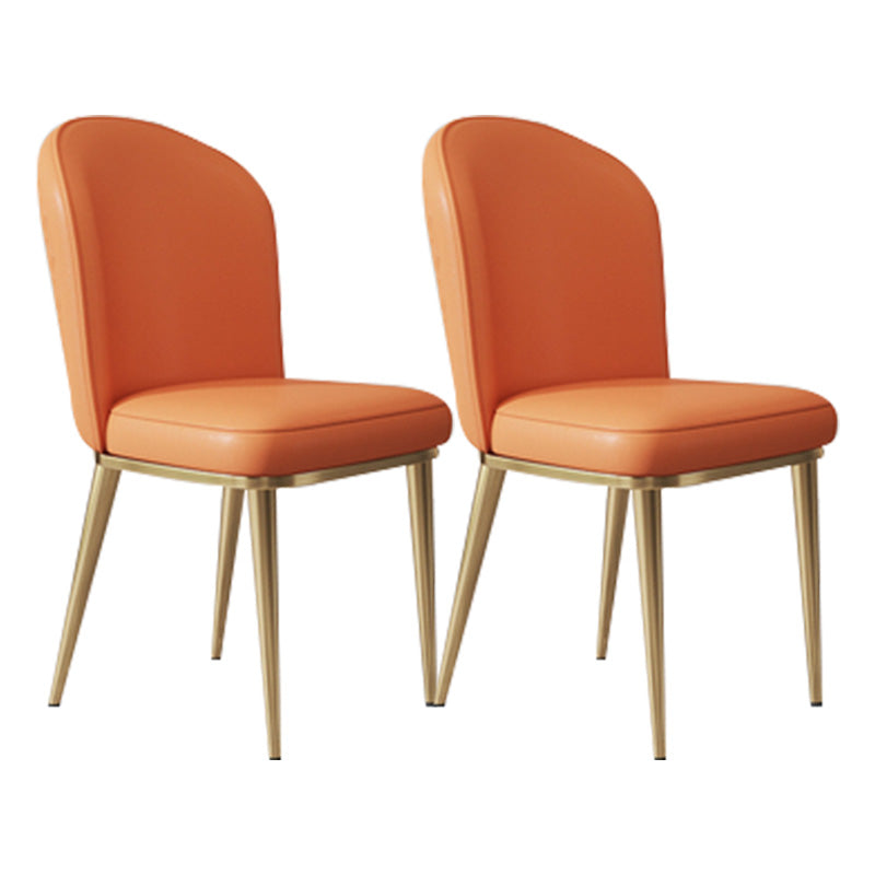 Glam Faux Leather Dining Chair Upholstered Armless Dining Chairs for Restaurant Use Orange 2 Piece Set Clearhalo 'Dining Chairs' 'Dining Tables & Seating' 'dining_chair' 'furn' 'furn_dining_chair' 'Furniture' 'Kitchen & Dining Furniture' 6230962