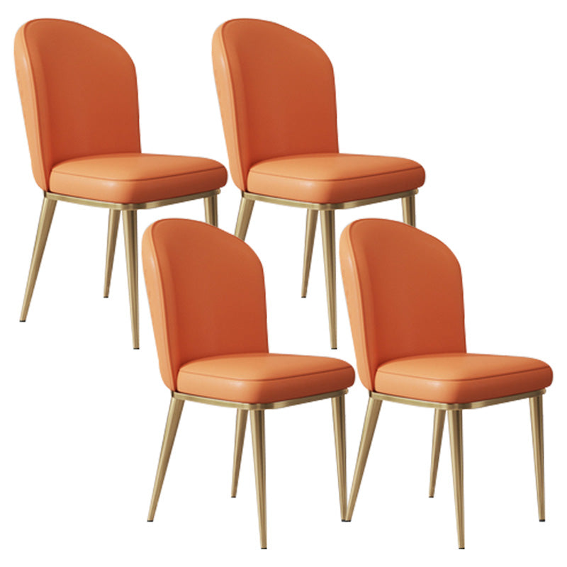 Glam Faux Leather Dining Chair Upholstered Armless Dining Chairs for Restaurant Use Orange 4 Piece Set Clearhalo 'Dining Chairs' 'Dining Tables & Seating' 'dining_chair' 'furn' 'furn_dining_chair' 'Furniture' 'Kitchen & Dining Furniture' 6230964
