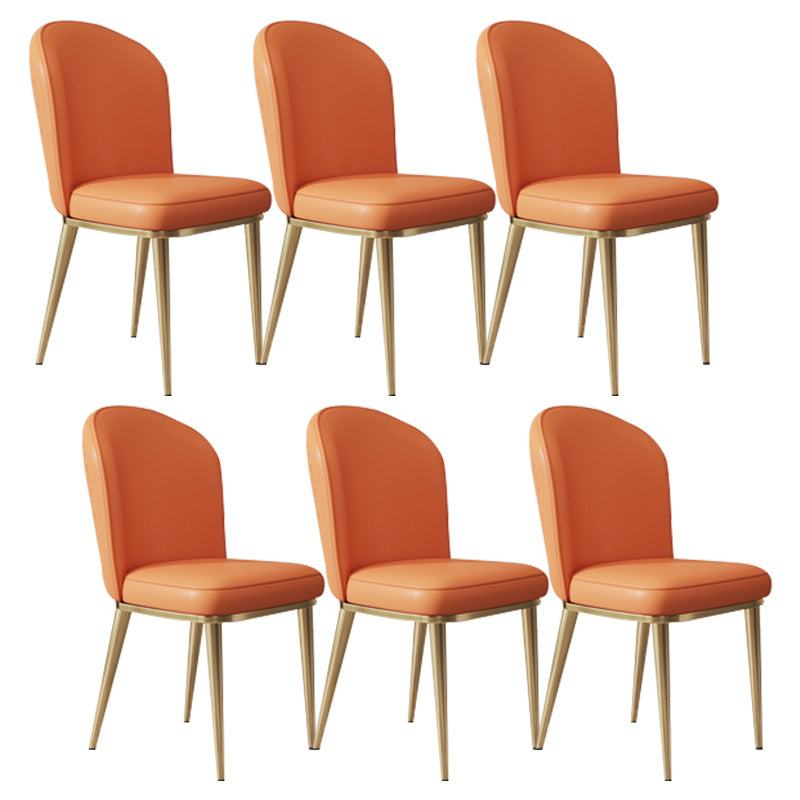 Glam Faux Leather Dining Chair Upholstered Armless Dining Chairs for Restaurant Use Orange 6 Piece Set Clearhalo 'Dining Chairs' 'Dining Tables & Seating' 'dining_chair' 'furn' 'furn_dining_chair' 'Furniture' 'Kitchen & Dining Furniture' 6230966