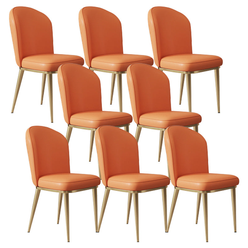 Glam Faux Leather Dining Chair Upholstered Armless Dining Chairs for Restaurant Use Orange 8 Piece Set Clearhalo 'Dining Chairs' 'Dining Tables & Seating' 'dining_chair' 'furn' 'furn_dining_chair' 'Furniture' 'Kitchen & Dining Furniture' 6230968