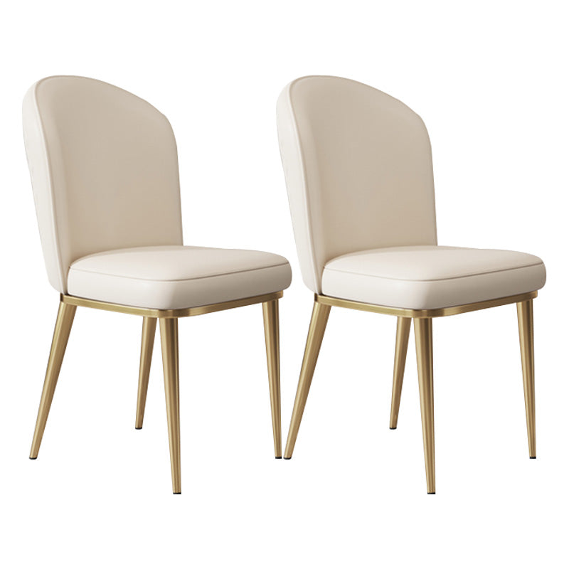 Glam Faux Leather Dining Chair Upholstered Armless Dining Chairs for Restaurant Use Off-White 2 Piece Set Clearhalo 'Dining Chairs' 'Dining Tables & Seating' 'dining_chair' 'furn' 'furn_dining_chair' 'Furniture' 'Kitchen & Dining Furniture' 6230971