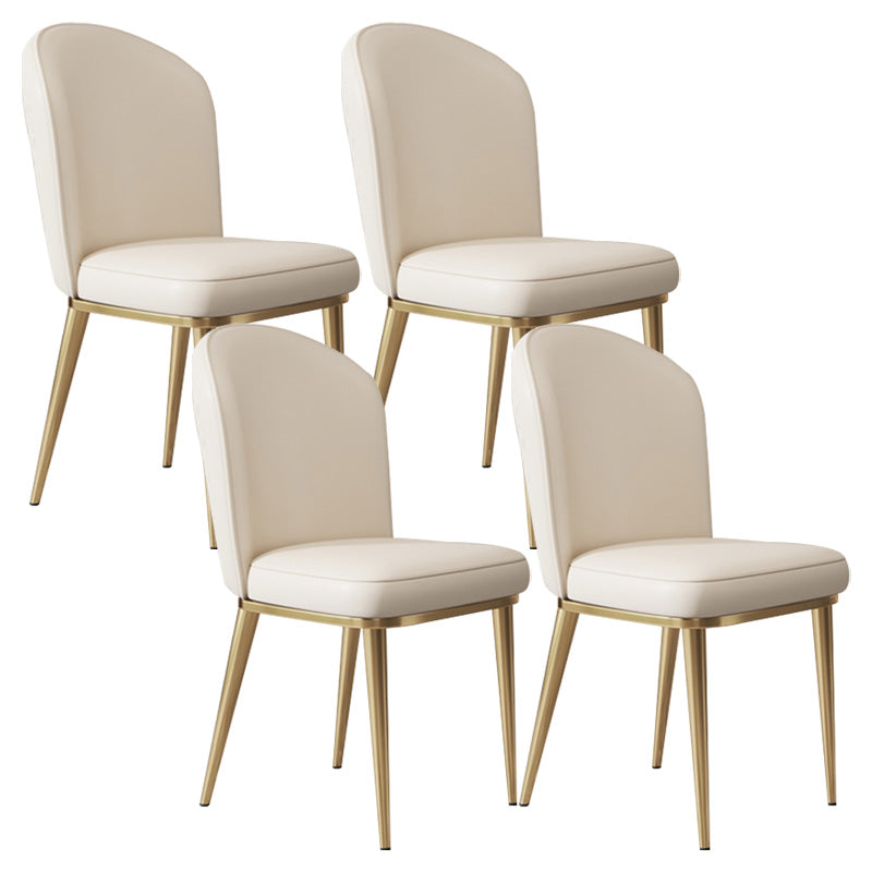 Glam Faux Leather Dining Chair Upholstered Armless Dining Chairs for Restaurant Use Off-White 4 Piece Set Clearhalo 'Dining Chairs' 'Dining Tables & Seating' 'dining_chair' 'furn' 'furn_dining_chair' 'Furniture' 'Kitchen & Dining Furniture' 6230973