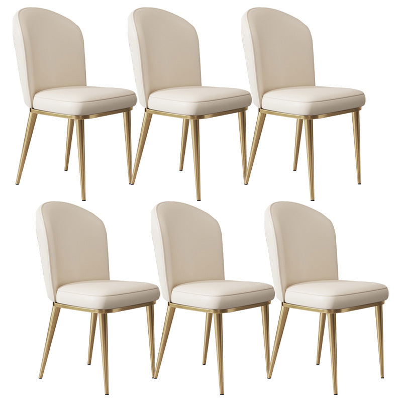 Glam Faux Leather Dining Chair Upholstered Armless Dining Chairs for Restaurant Use Off-White 6 Piece Set Clearhalo 'Dining Chairs' 'Dining Tables & Seating' 'dining_chair' 'furn' 'furn_dining_chair' 'Furniture' 'Kitchen & Dining Furniture' 6230975