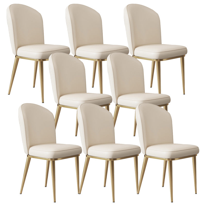 Glam Faux Leather Dining Chair Upholstered Armless Dining Chairs for Restaurant Use Off-White 8 Piece Set Clearhalo 'Dining Chairs' 'Dining Tables & Seating' 'dining_chair' 'furn' 'furn_dining_chair' 'Furniture' 'Kitchen & Dining Furniture' 6230976