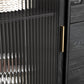 Glam a 2-disegno a buffet da pranzo 61 "l tampone a buffet per porta scorrevole nera con porta di vetro