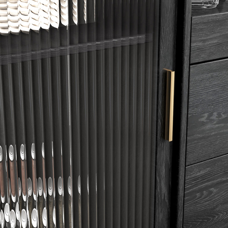 Glam a 2-disegno a buffet da pranzo 61 "l tampone a buffet per porta scorrevole nera con porta di vetro