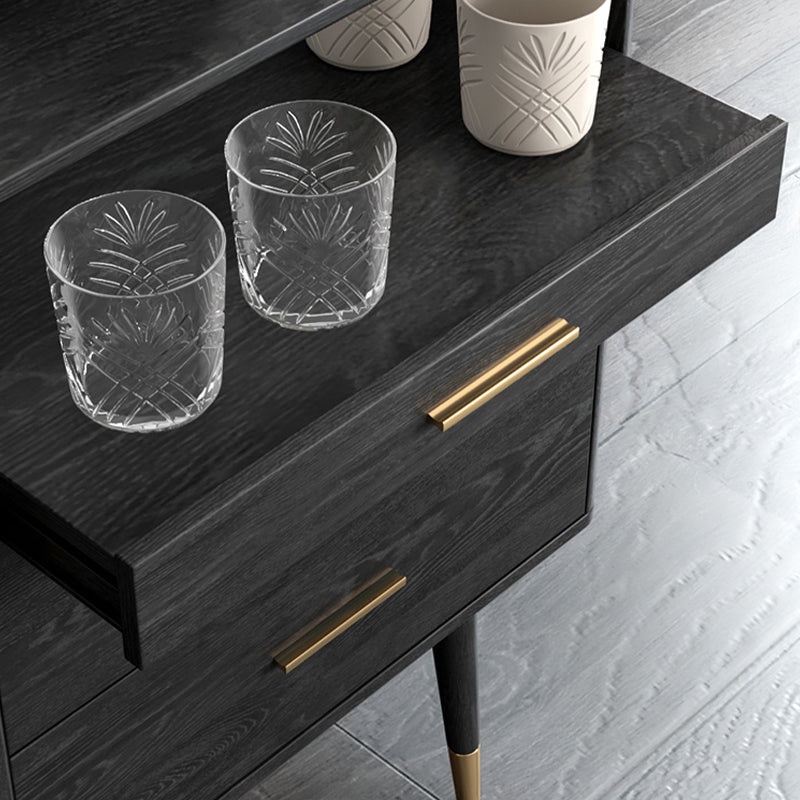 Glam a 2-disegno a buffet da pranzo 61 "l tampone a buffet per porta scorrevole nera con porta di vetro