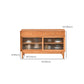 Moderno server in legno massiccio di pino 2 cassetto credenza marrone con porta di vetro
