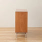2-drawer Sideboard Table Modern Brown Pine Solid Wood Credenza with Glass Door