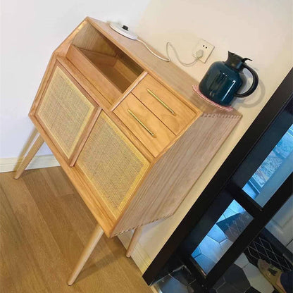 16.5"W√ó38.6"H Sliding Door Sideboard 2-drawer Pine Solid Wood Dining Server