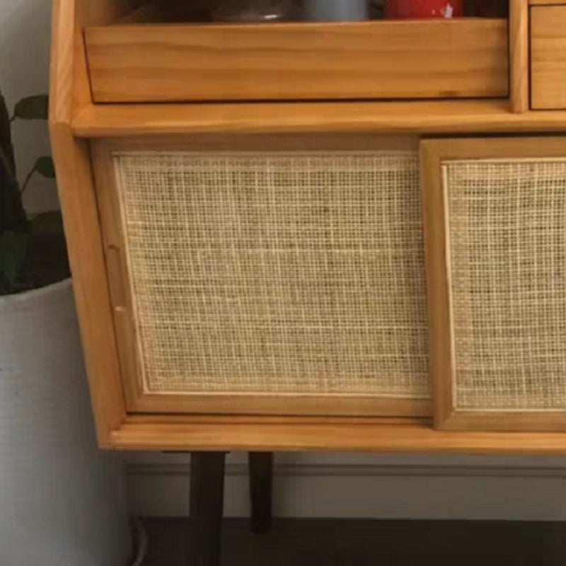 16.5"W√ó38.6"H Sliding Door Sideboard 2-drawer Pine Solid Wood Dining Server