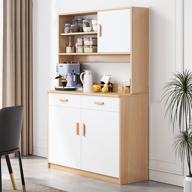 Modern Buffet Server Door Engineered Wood Sideboard Table for Home 31.5"L x 14"W x 67"H Cherry Wood Clearhalo 'buffet_sideboard' 'Buffets & Sideboards' 'furn' 'furn_buffet_sideboard' 'Furniture' 'Kitchen & Dining Furniture' 6231118