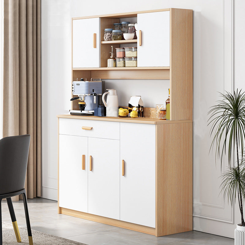 Modern Buffet Server Door Engineered Wood Sideboard Table for Home 39"L x 14"W x 67"H Cherry Wood Clearhalo 'buffet_sideboard' 'Buffets & Sideboards' 'furn' 'furn_buffet_sideboard' 'Furniture' 'Kitchen & Dining Furniture' 6231126