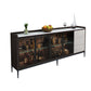 Glam Cabinets Buffet Stand 3 Drawers Glass Doors Buffet Sideboard Clearhalo 'buffet_sideboard' 'Buffets & Sideboards' 'furn' 'furn_buffet_sideboard' 'Furniture' 'Kitchen & Dining Furniture' 6231202