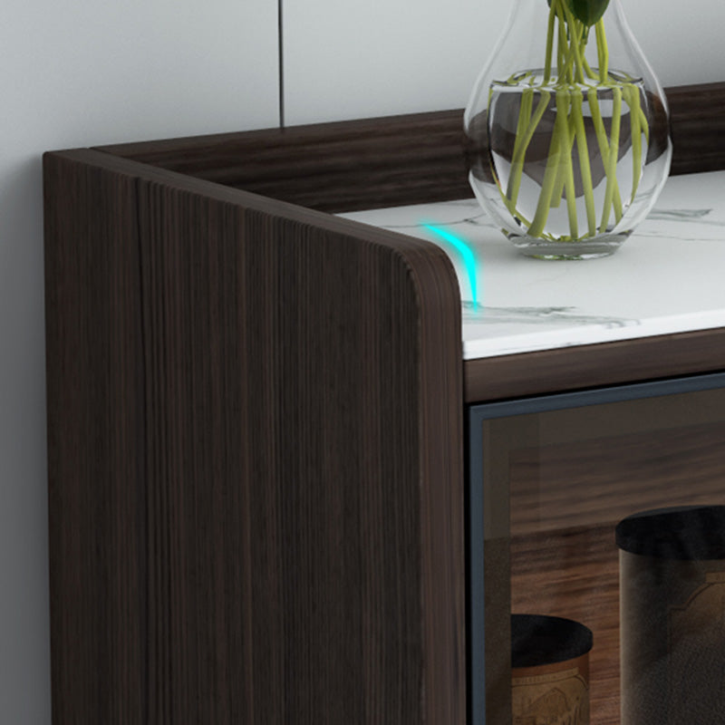 Glam Cabinets Buffet Stand 3 Drawers Glass Doors Buffet Sideboard Clearhalo 'buffet_sideboard' 'Buffets & Sideboards' 'furn' 'furn_buffet_sideboard' 'Furniture' 'Kitchen & Dining Furniture' 6231203