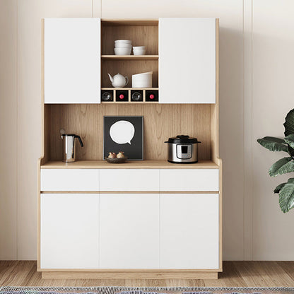 Modern Style Credenza Door Engineered Wood Sideboard for Kitchen 47"L x 16"W x 77"H Natural