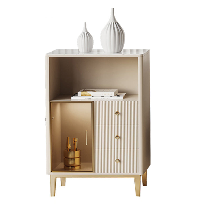 Creamdiera a 3 disegni in pietra sinterizzato bianco con gambe metalliche