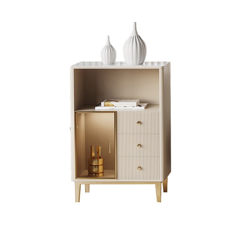 Creamdiera a 3 disegni in pietra sinterizzato bianco con gambe metalliche