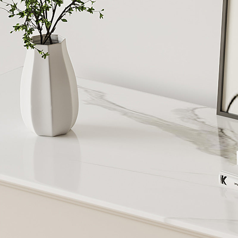 Creamdiera a 3 disegni in pietra sinterizzato bianco con gambe metalliche