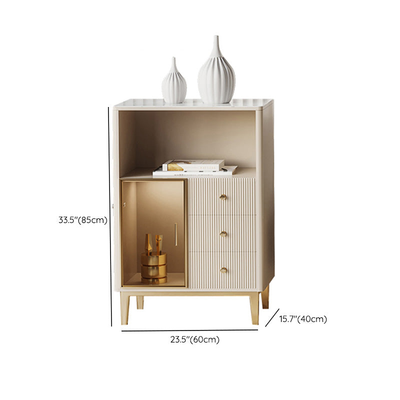 Creamdiera a 3 disegni in pietra sinterizzato bianco con gambe metalliche