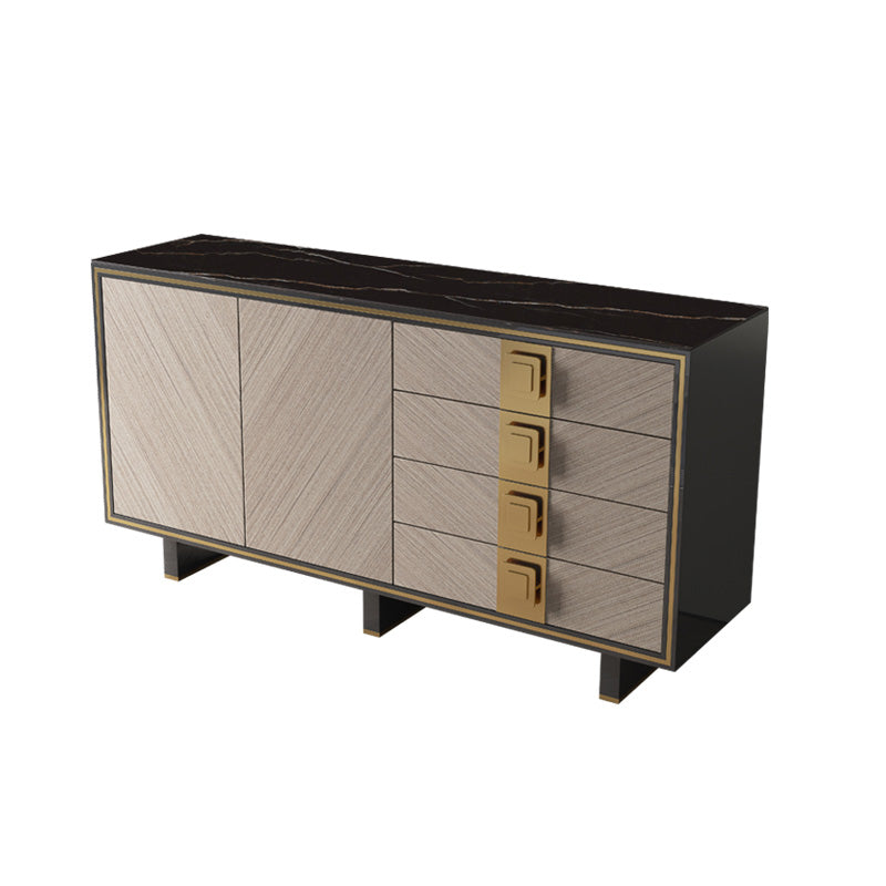 Scheda laterale Glam 4-Drawer Abbazzine nera a 2 porte con base di metallo