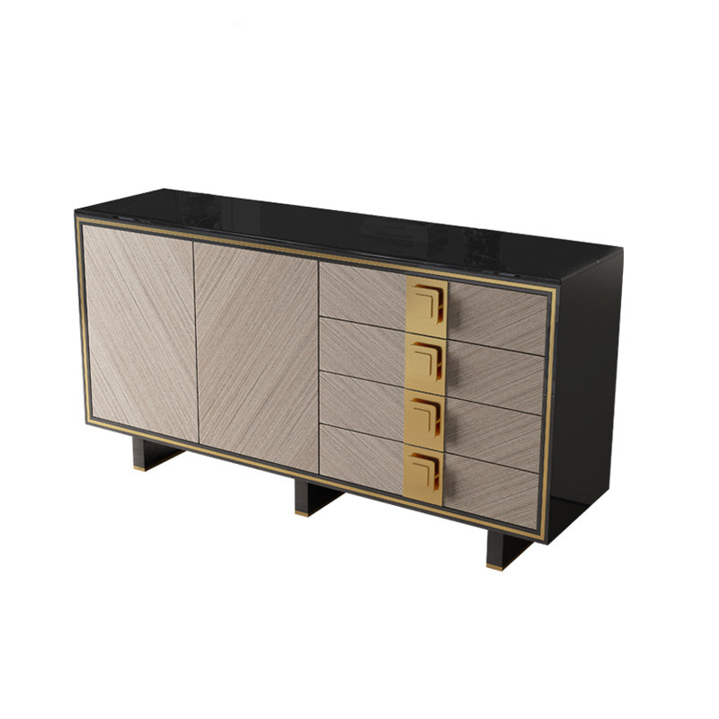 Scheda laterale Glam 4-Drawer Abbazzine nera a 2 porte con base di metallo
