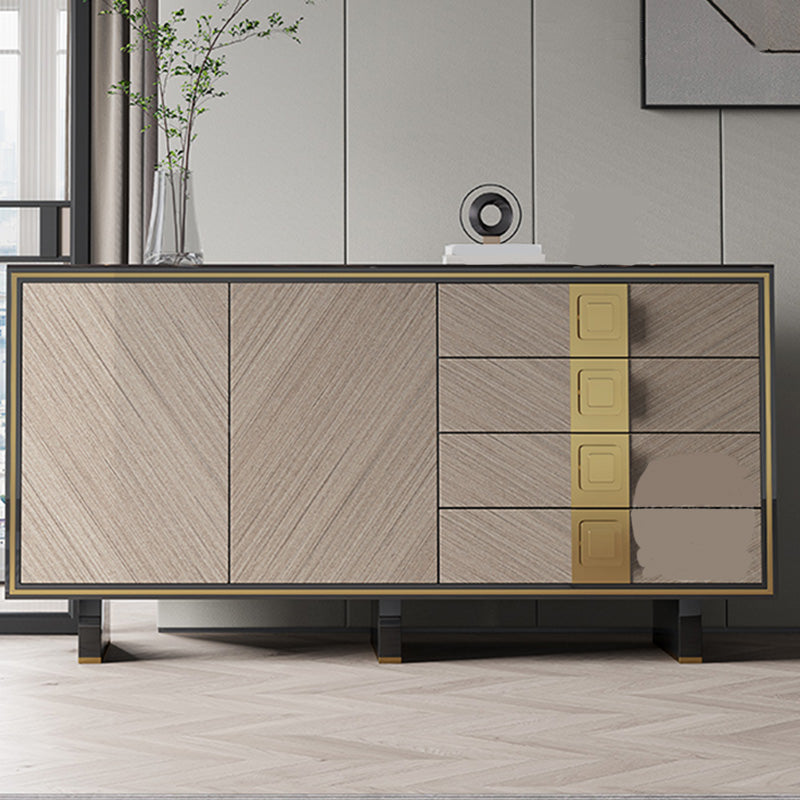 Scheda laterale Glam 4-Drawer Abbazzine nera a 2 porte con base di metallo