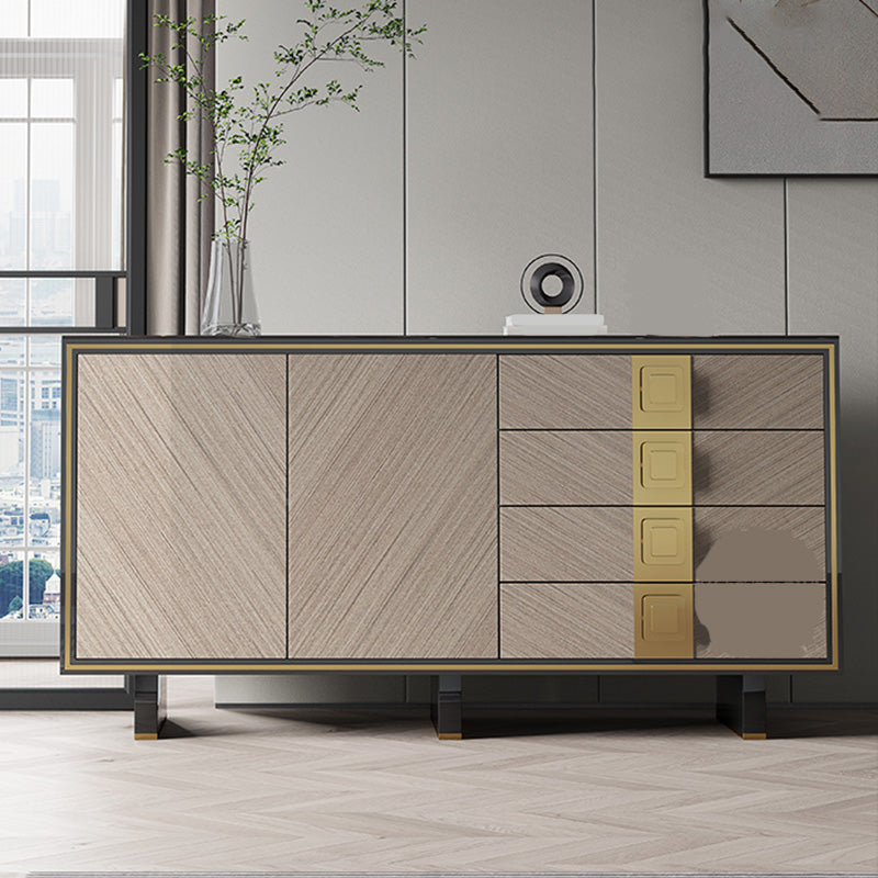 Scheda laterale Glam 4-Drawer Abbazzine nera a 2 porte con base di metallo