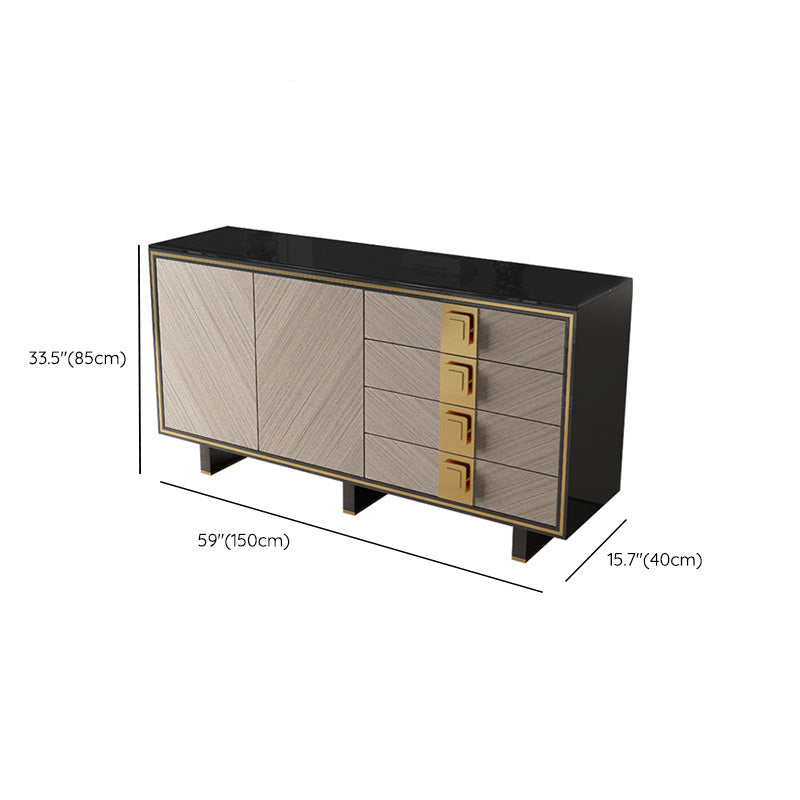 Scheda laterale Glam 4-Drawer Abbazzine nera a 2 porte con base di metallo