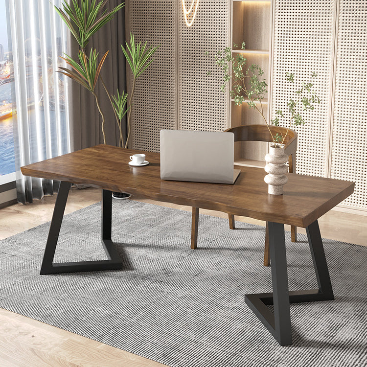 Brown Industrial Office Desk Solid Wood 75" Home Writing Desk Clearhalo 'furn' 'furn_office_desk' 'Furniture' 'Office Desks' 'Office Furniture' 'office_desk' 6231436