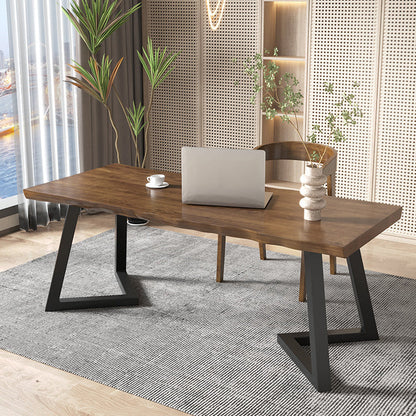 Brown Industrial Office Desk Solid Wood 75" Home Writing Desk Clearhalo 'furn' 'furn_office_desk' 'Furniture' 'Office Desks' 'Office Furniture' 'office_desk' 6231436