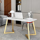 Contemporary Marble Writing Desk Office Desk with Metal Legs 55.1"L x 27.6"W x 29.5"H Gold White Clearhalo 'furn' 'furn_office_desk' 'Furniture' 'Office Desks' 'Office Furniture' 'office_desk' 6231455