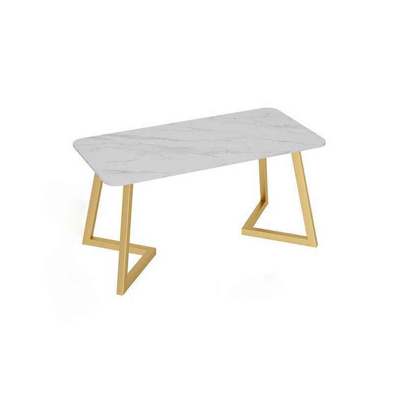 Contemporary Marble Writing Desk Office Desk with Metal Legs Gold White Clearhalo 'furn' 'furn_office_desk' 'Furniture' 'Office Desks' 'Office Furniture' 'office_desk' 6231457