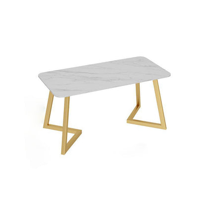 Contemporary Marble Writing Desk Office Desk with Metal Legs Gold White Clearhalo 'furn' 'furn_office_desk' 'Furniture' 'Office Desks' 'Office Furniture' 'office_desk' 6231457