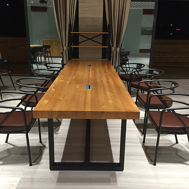 Solid Wood Industrial Rectangular Writing Desk Meeting Desk for Office 94.5"L x 47.2"W x 29.5"H Clearhalo 'furn' 'furn_office_desk' 'Furniture' 'Office Desks' 'Office Furniture' 'office_desk' 6231469