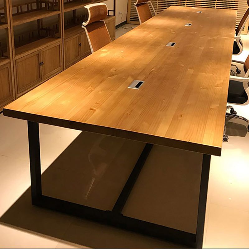 Solid Wood Industrial Rectangular Writing Desk Meeting Desk for Office Clearhalo 'furn' 'furn_office_desk' 'Furniture' 'Office Desks' 'Office Furniture' 'office_desk' 6231479